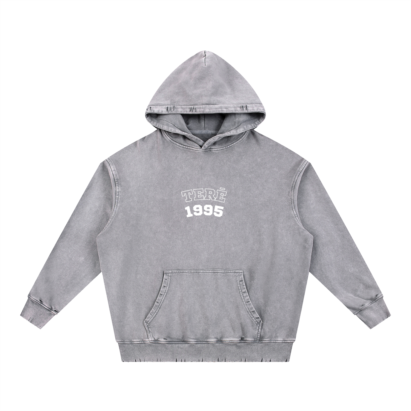 Snow Wash Hand-Frayed Heavyweight  Hoodie