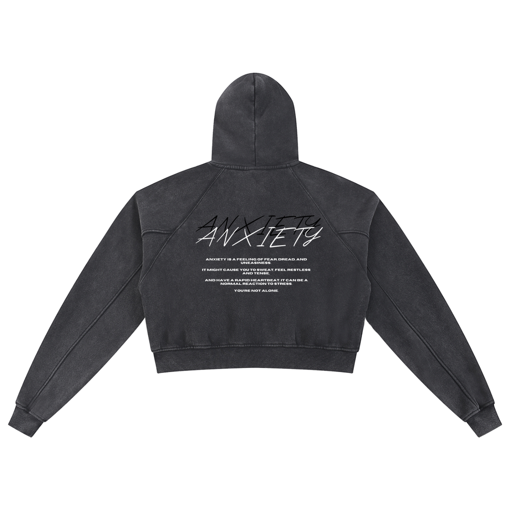 ANXIETY Women's Snow Washed Cropped Hoodie