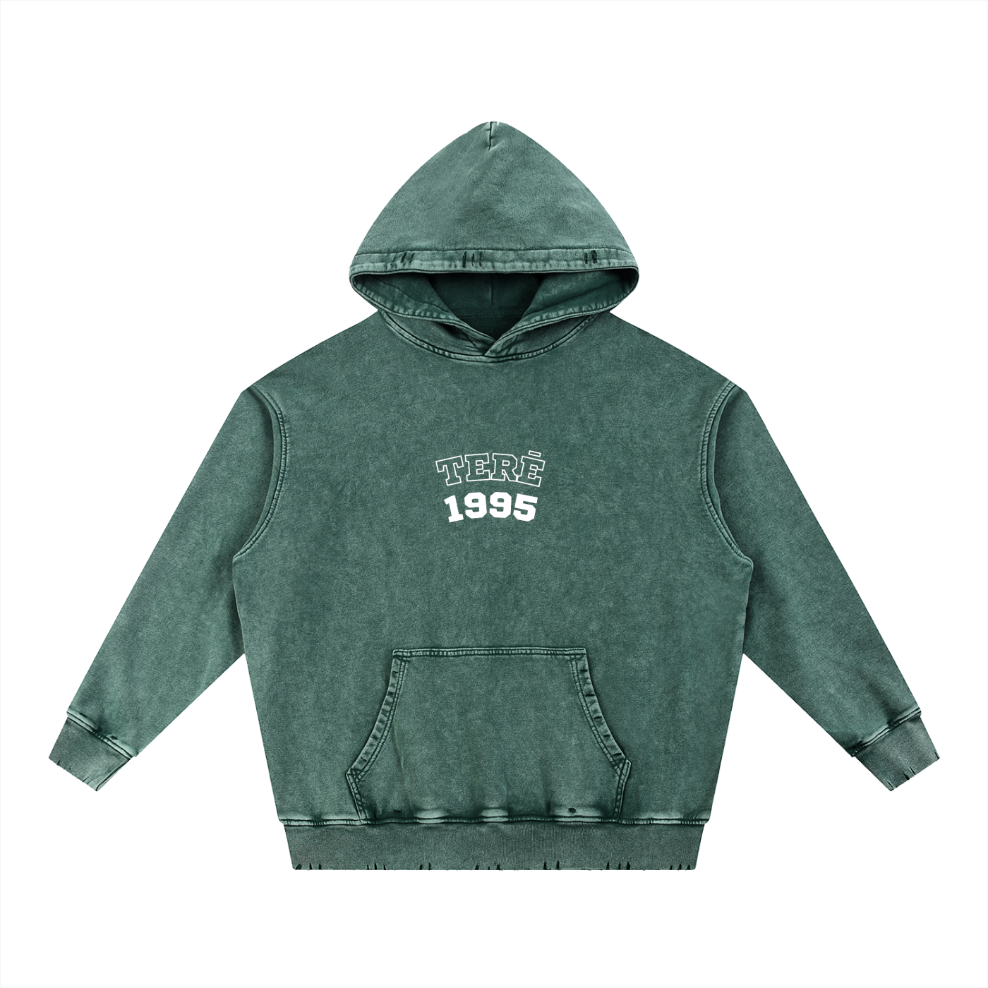 Snow Wash Hand-Frayed Heavyweight  Hoodie