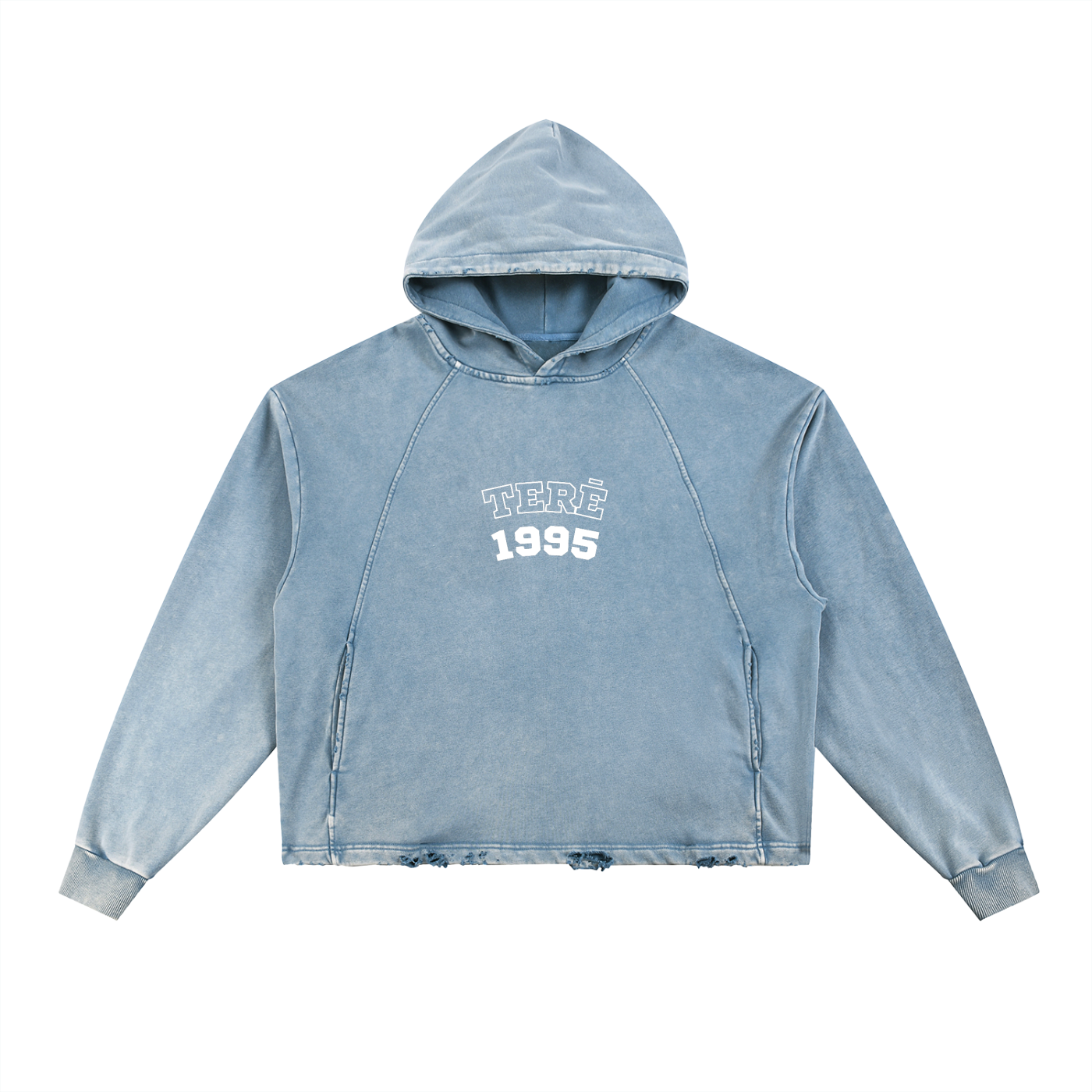 ANXIETY Vintage Washed Frayed-Hem Hoodie